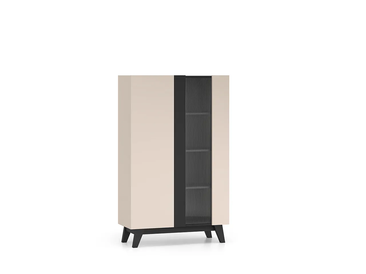 Witryna szklana 2-drzwiowa FRESHION 155 cm beżowo-czarna Witryna szklana 2-drzwiowa FRESHION 155 cm beżowo-czarna