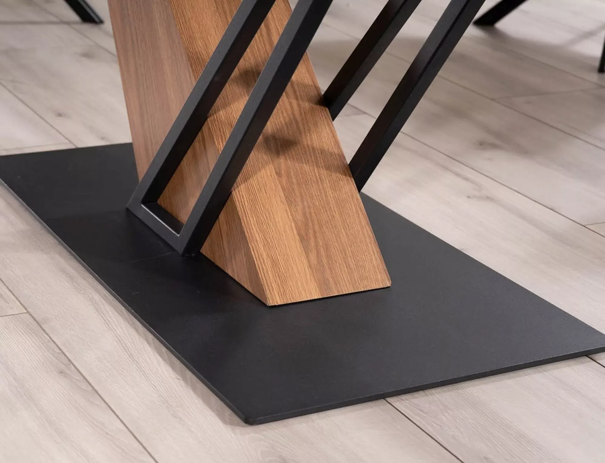 Stół rozkładany ceramiczny blat GENESIS 90x180-240 czarny efekt marmuru stelaż jesion czarny mat - GENESISCCJ180