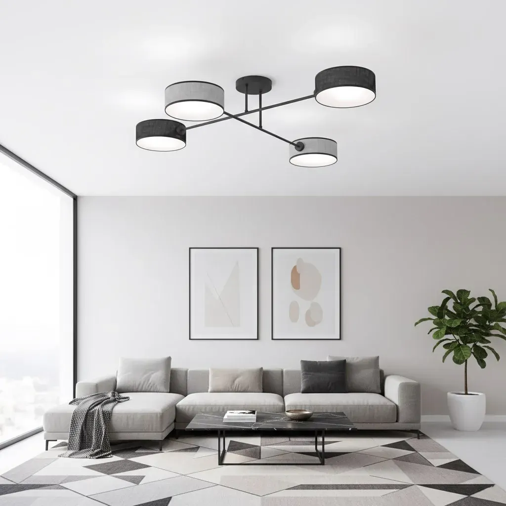 Lampa sufitowa plafon MAGA 4 MIX2 abażur czarno-szara — zdjęcie 4