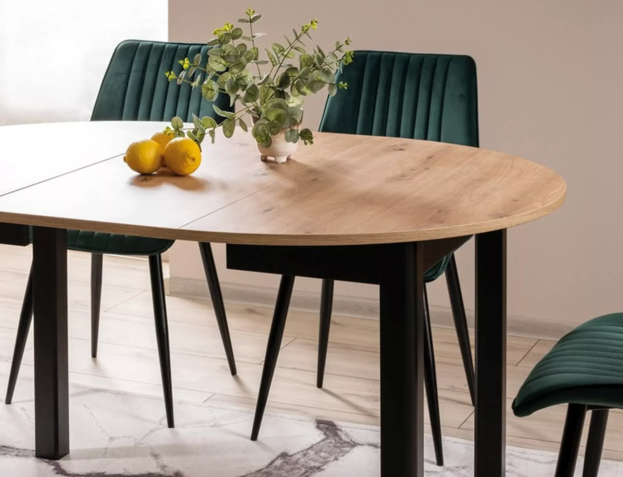 Stół okrągły Dante FI102 dąb artisan, czarny - DANTEDACMFI102