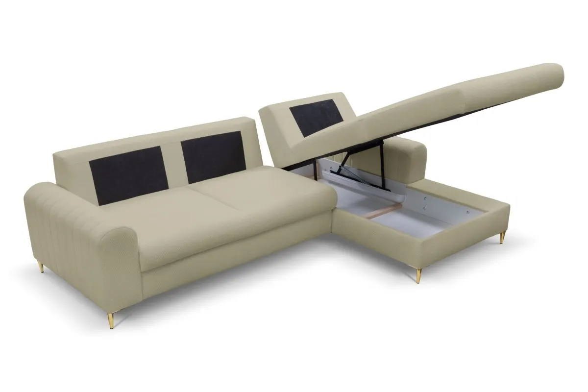 Narożnik rozkładany z pojemnikiem MONACO LOFT 251 cm prawy beżowy