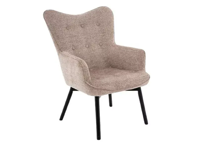 Fotel z podłokietnikami CARMEN RAVEN ciemny beż/czarne nogi