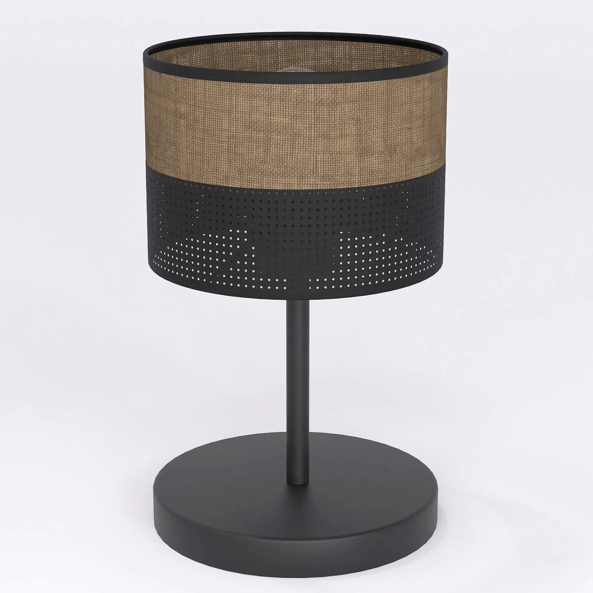 Lampka nocna KARBON LN1 BL BROWN z abażurem czarna brązowa