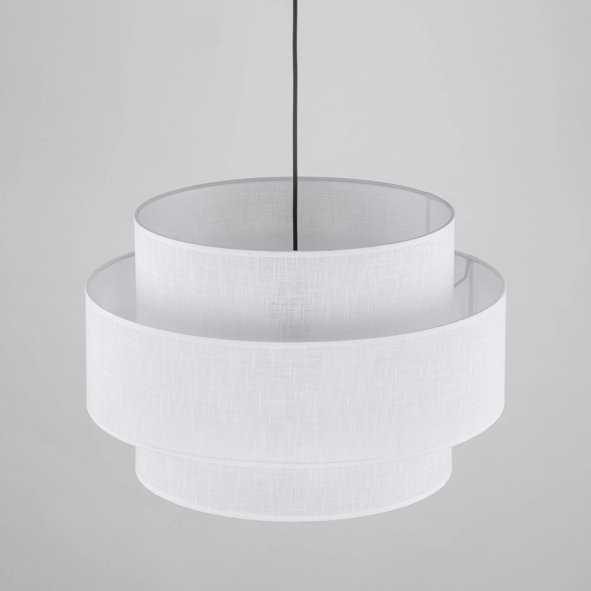 Lampa wisząca CALISTO biała z tkaniny na czarnej podstawie i przewodzie 160x50cm - TK_5095