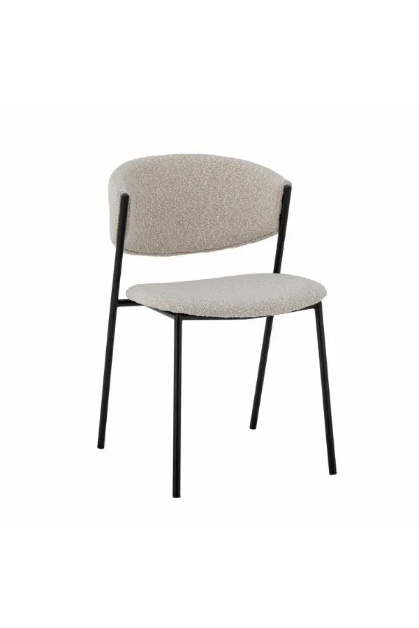 Krzesło tapicerowane MARLO boucle biały czarny - ND_82064229
