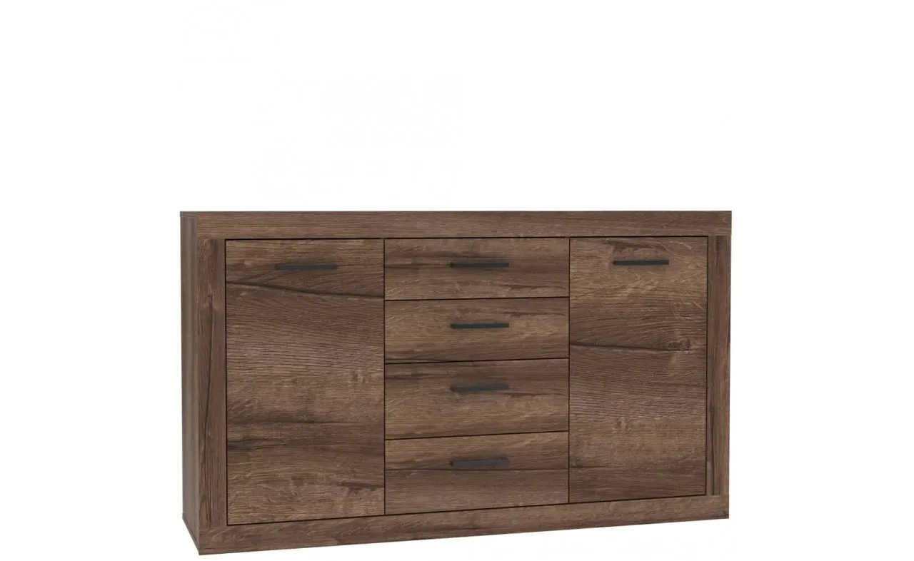 Komoda 2-drzwiowa z szufladami TRASS 143 cm dąb szlachetny