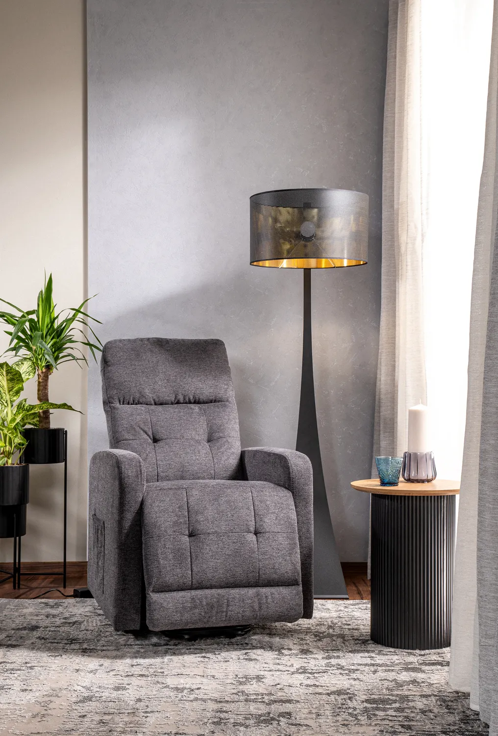 Fotel elektryczny rozkładany OTUS II BREGO funkcja pionizacji ciemnoszary - OTUSIIBRCSZ