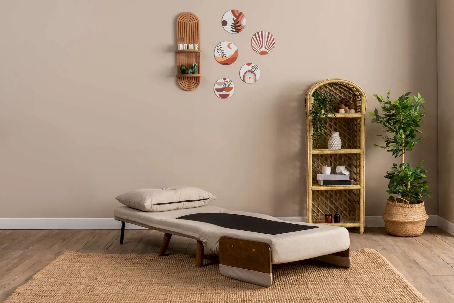 Fotel rozkładany COSMO Single drewniane podłokietniki kremowy - ASI_859FTN2336