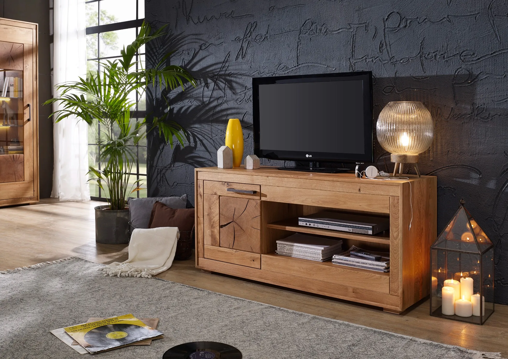 Szafka RTV I Cornflower dębowa z szafką 130 cm - GK_1033150311