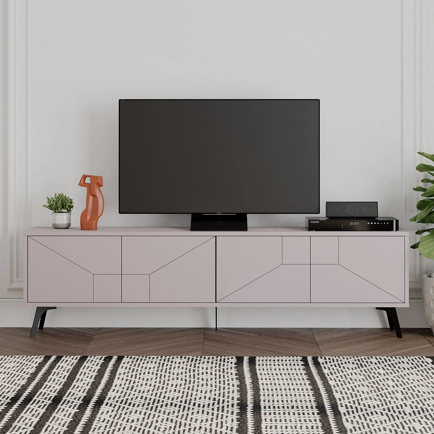 Szafka RTV 4-drzwiowa DUNE 180 cm kaszmirowa