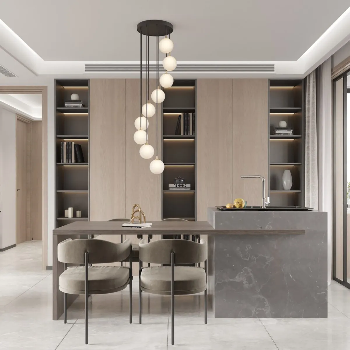 Lampa wisząca PIANO 9 czarno-złota - SI_33661