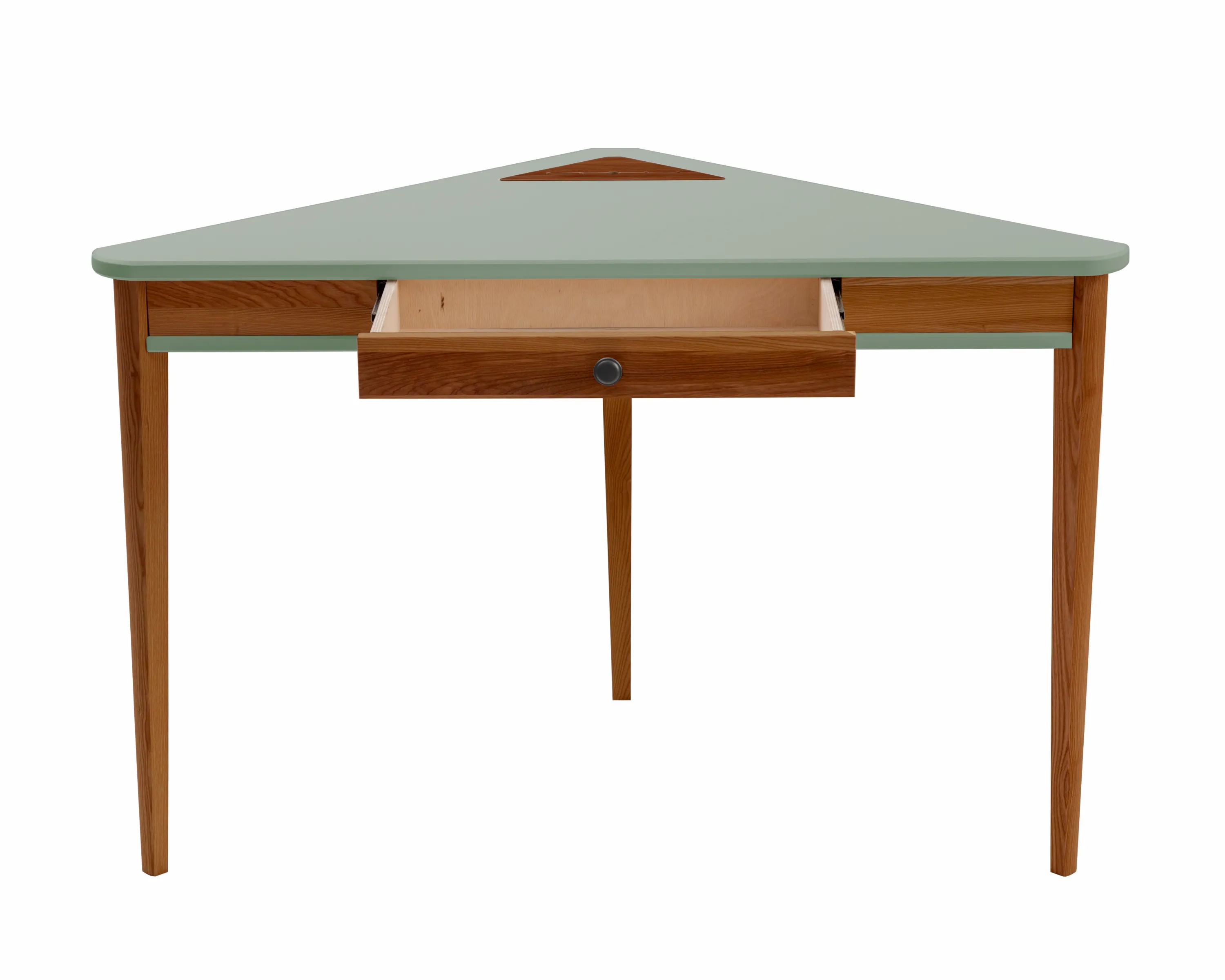 Biurko narożne z szufladą ASHME 114x85 szałwiowy blat/ciemne jesionowe nogi - NRGBACD_OAK_17