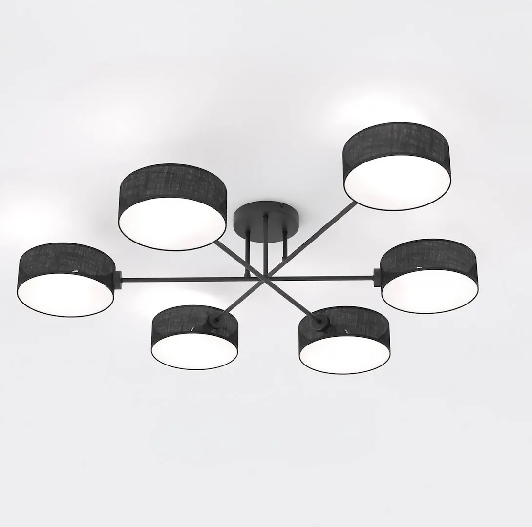 Lampa sufitowa plafon MAGA 6 abażur czarna