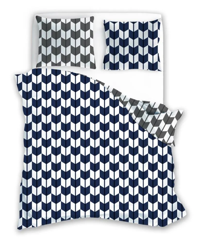 Pościel komplet PURE COTTON 006 bawełna 160X200+2x70X80biały szary Poduszka, Wystrój domu, Łóżko, Meble