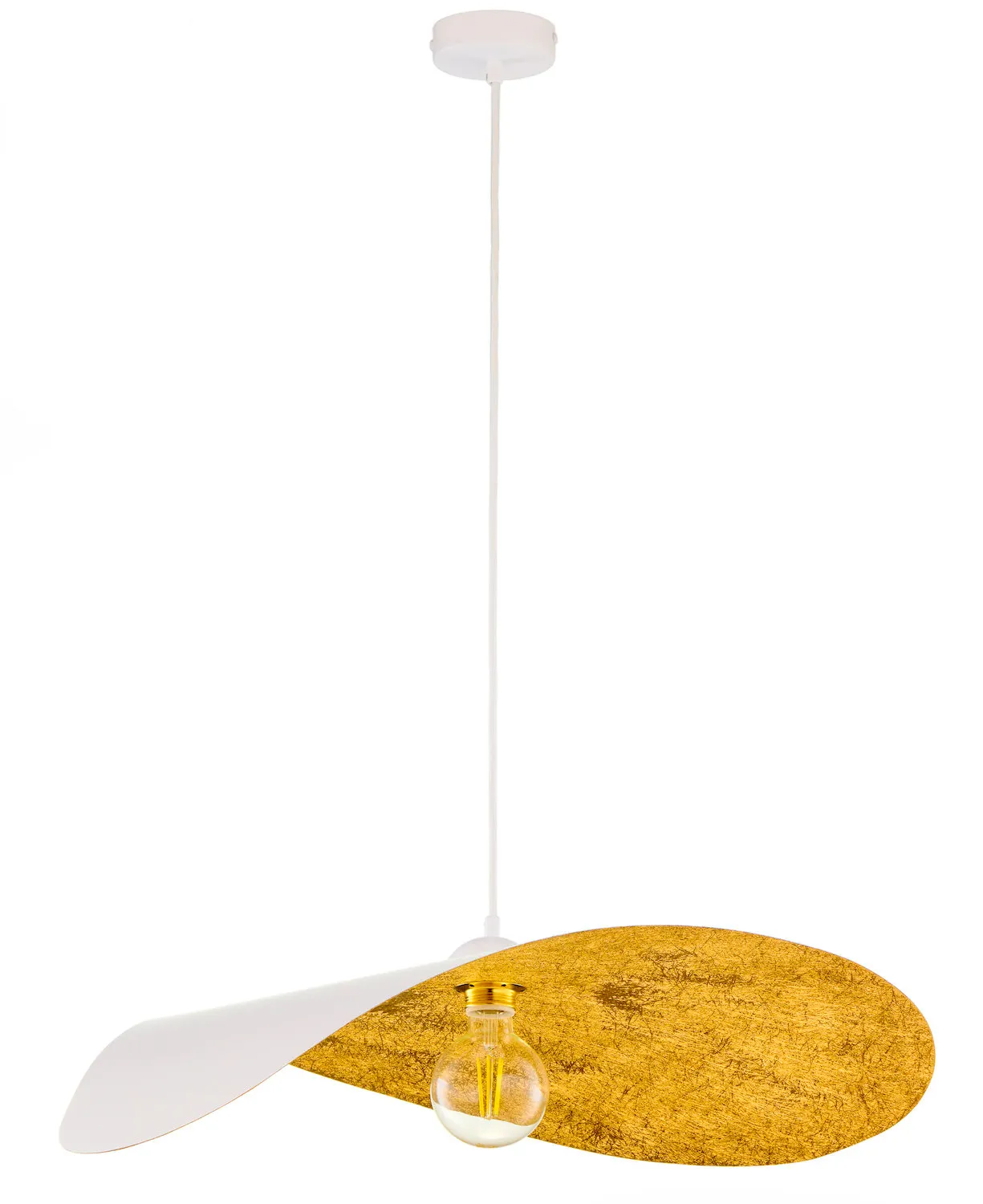 image lampa wisząca, pendant lamp, żarówka LED, kolor złoty, ozdobna dekoracja