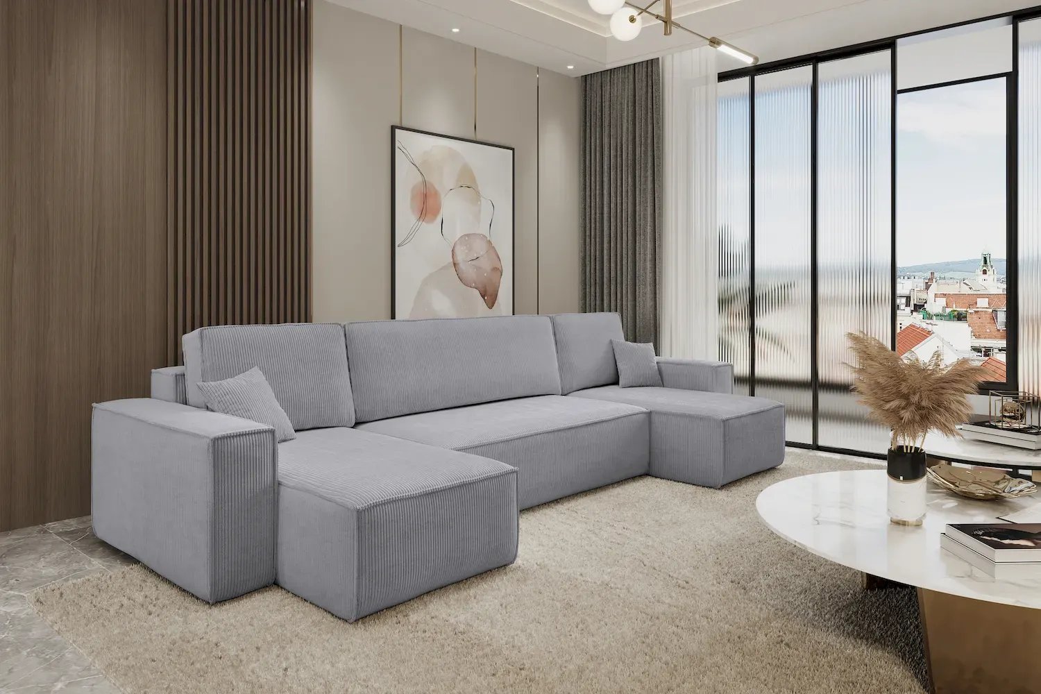 Narożnik uniwersalny KARL U rozkładany tkanina Poso 110 jasnyszary - NAROZNIK_KARL_U_POSO110