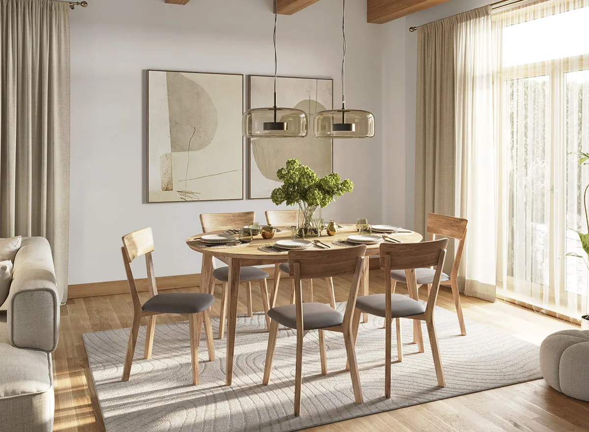 Stół dębowy okrągły ORBETELLO rozkładany 110-160 - dąb olejowany - KULSR110