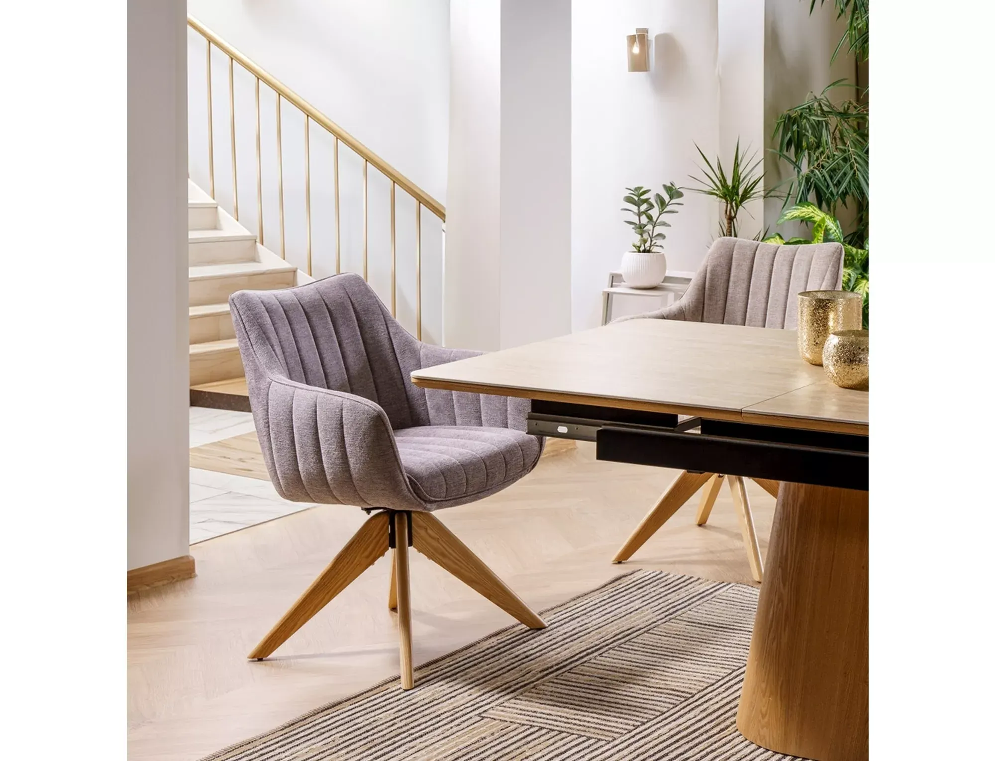 Krzesło obrotowe 180° AZALIA D BREGO szare nogi drewniane - AZALIADBRDSZ