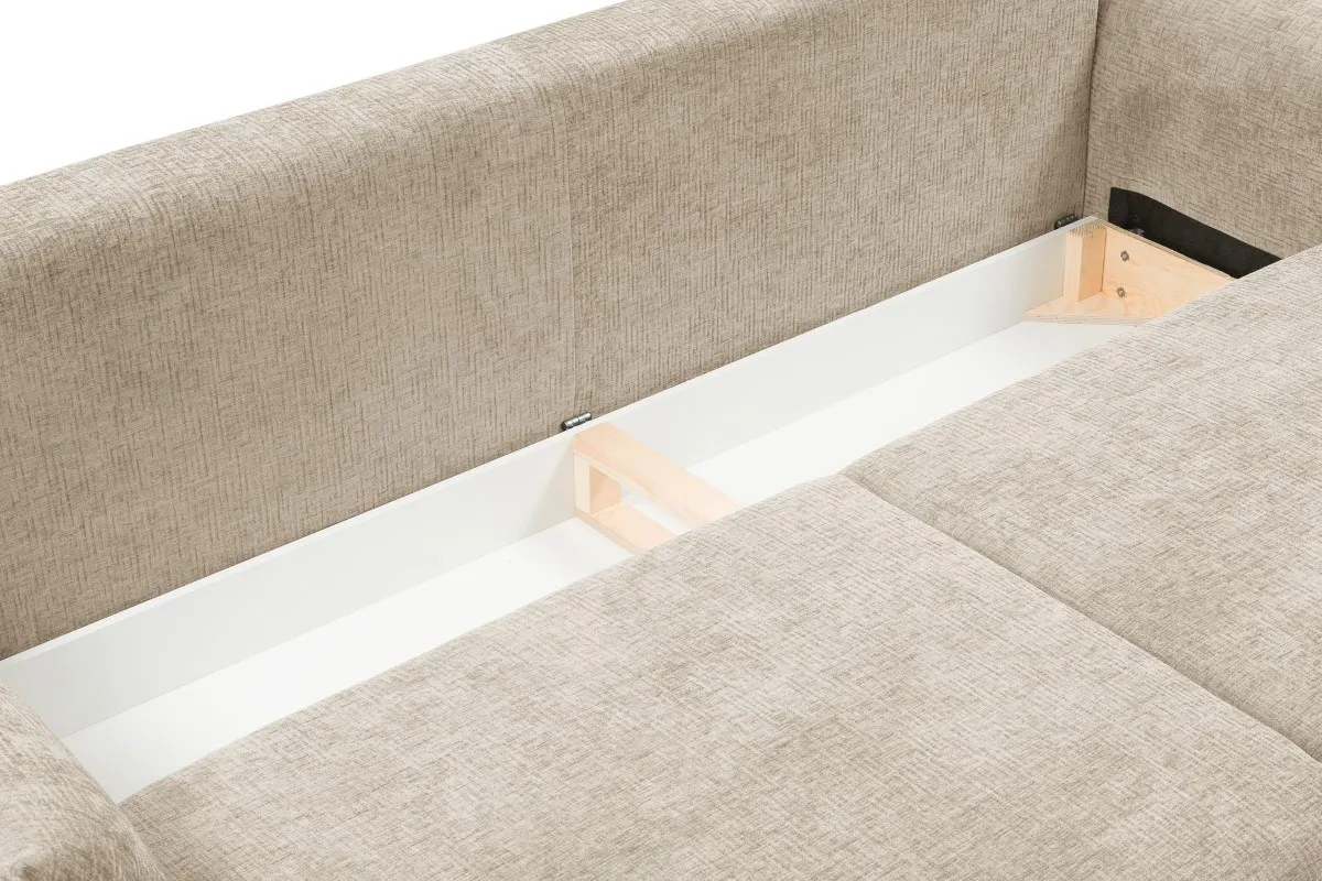Sofa rozkładana z pojemnikiem ADEL 240 cm beżowa — zdjęcie 7