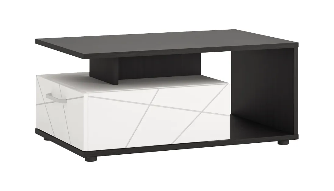 VENEZIA VENT01 STOLIK 1S BIAŁA ALPEJSKA/DĄB VICENZA CZARNY/MDF BIAŁY POŁYSK Wójcik VENEZIA VENT01 STOLIK 1S BIAŁA ALPEJSKA/DĄB VICENZA CZARNY/MDF BIAŁY POŁYSK Wójcik