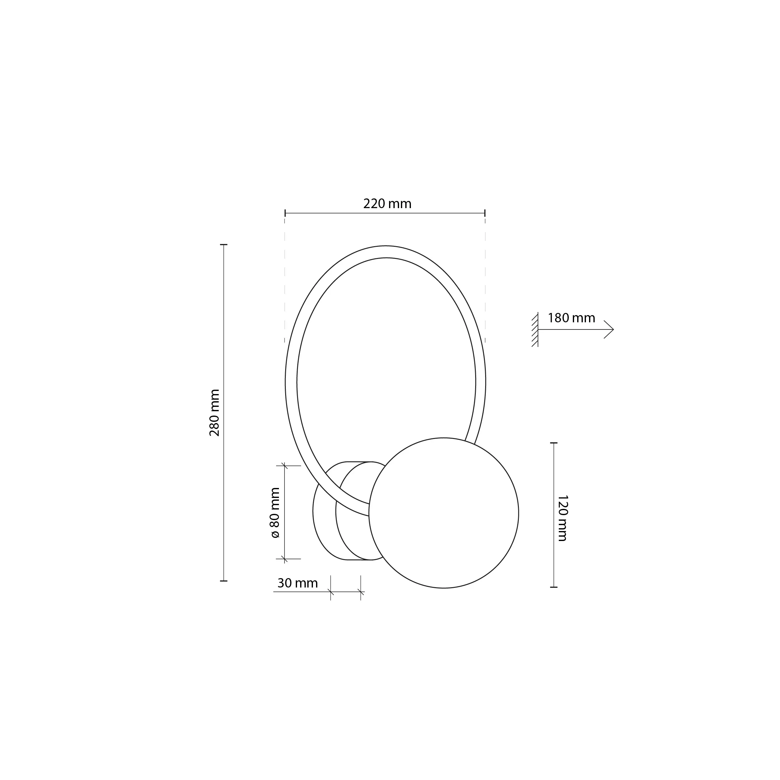 Kinkiet ANABELLE brązowy z bursztynowym okrągłym szklanym kloszem 28x22x18cm - TK_6570