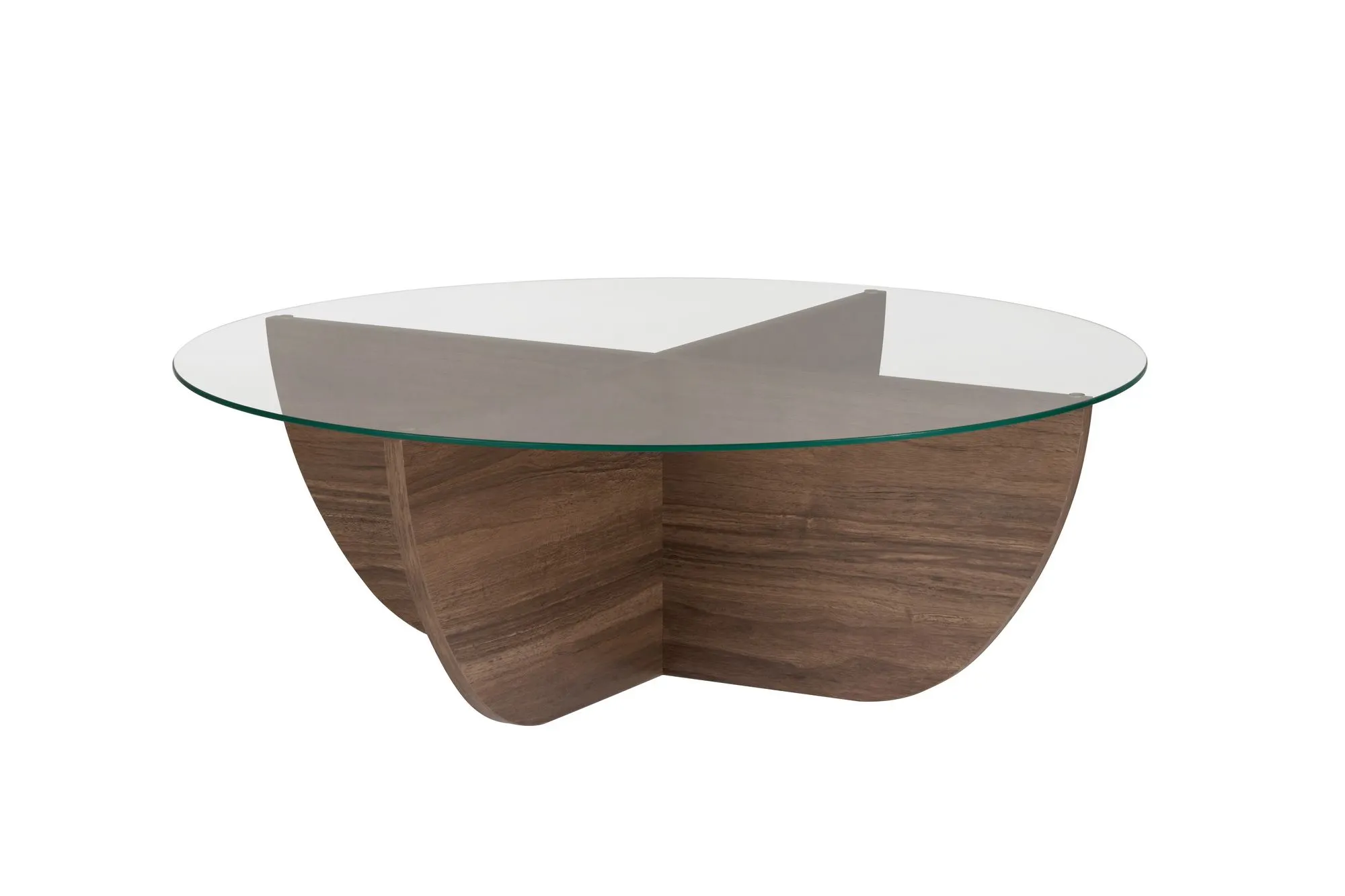 Stolik kawowy okrągły LIYA fi90 transparentny orzech Stolik kawowy, Meble, Tabela, Blat stołowy