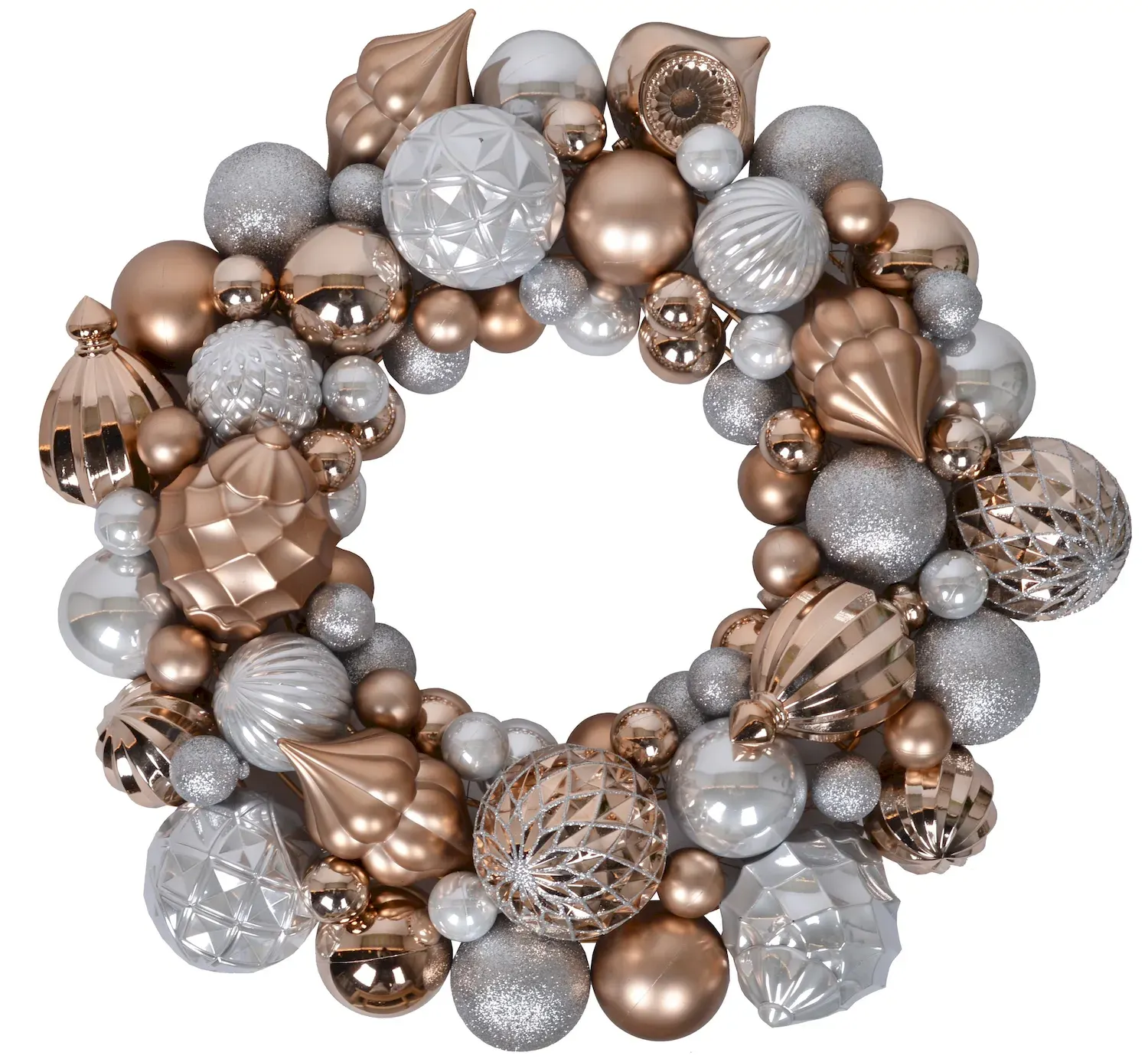 Wieniec z bombek 3107 srebrno-miedziany