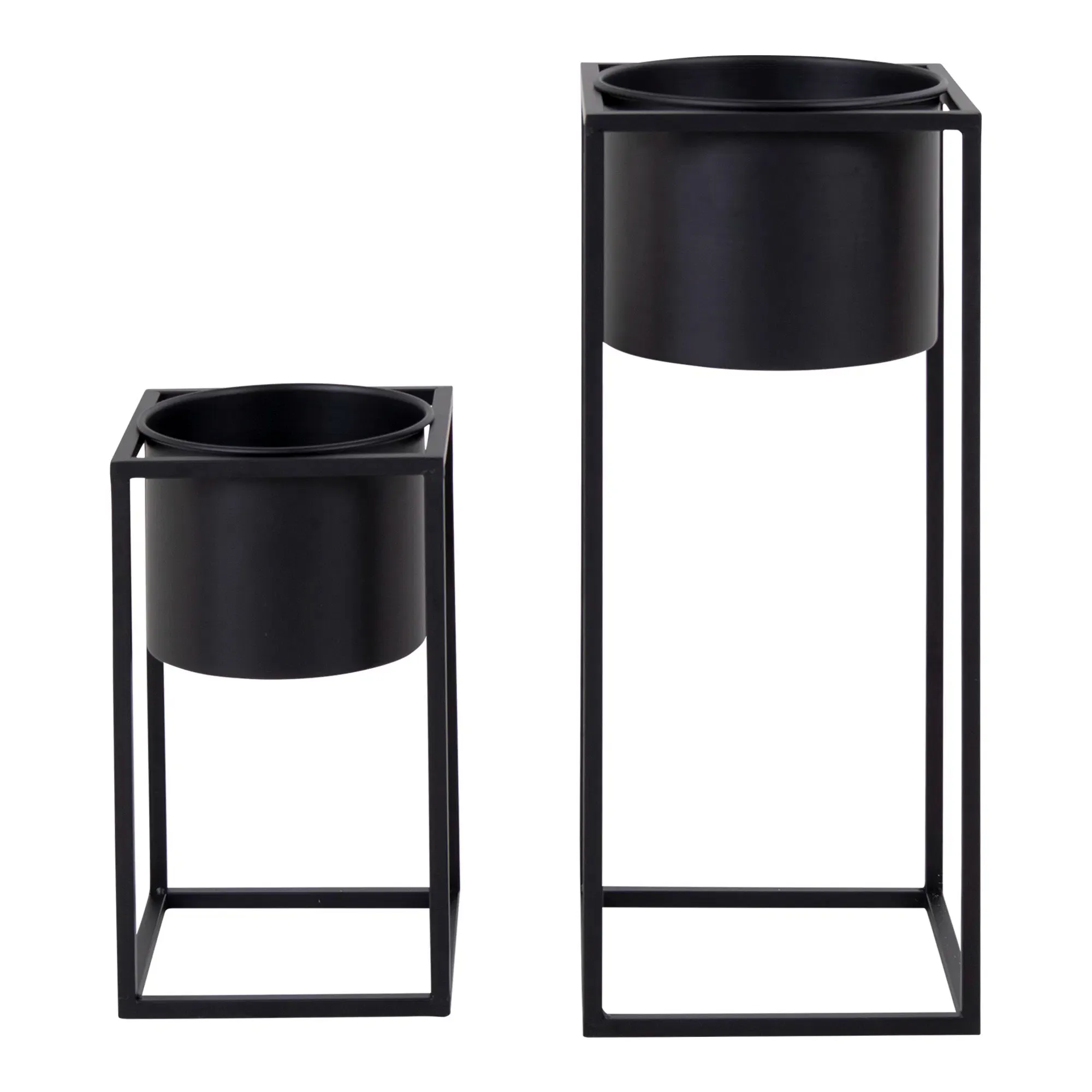 Doniczki metalowe MARLA Zestaw 2 szt -wymiary: 19 x.50, 17 x.31 - czarny