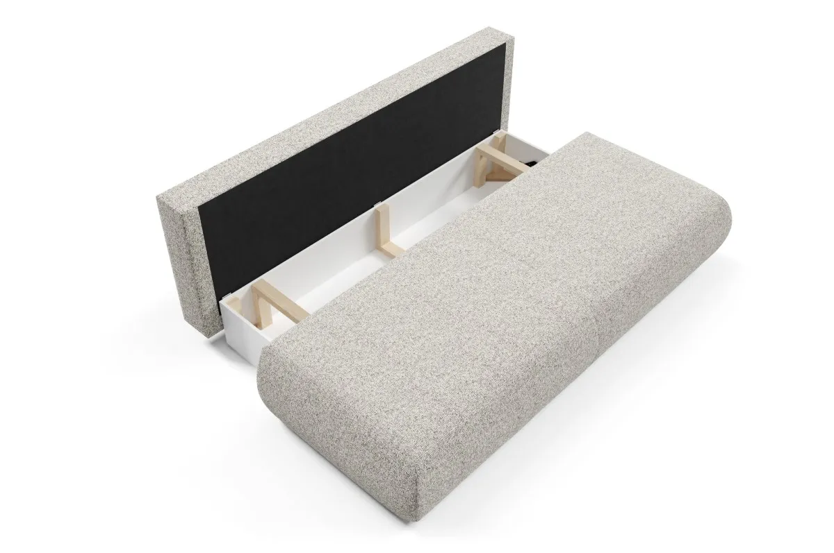 Sofa rozkładana z pojemnikiem PUENTE 214 cm jasny beż — zdjęcie 7