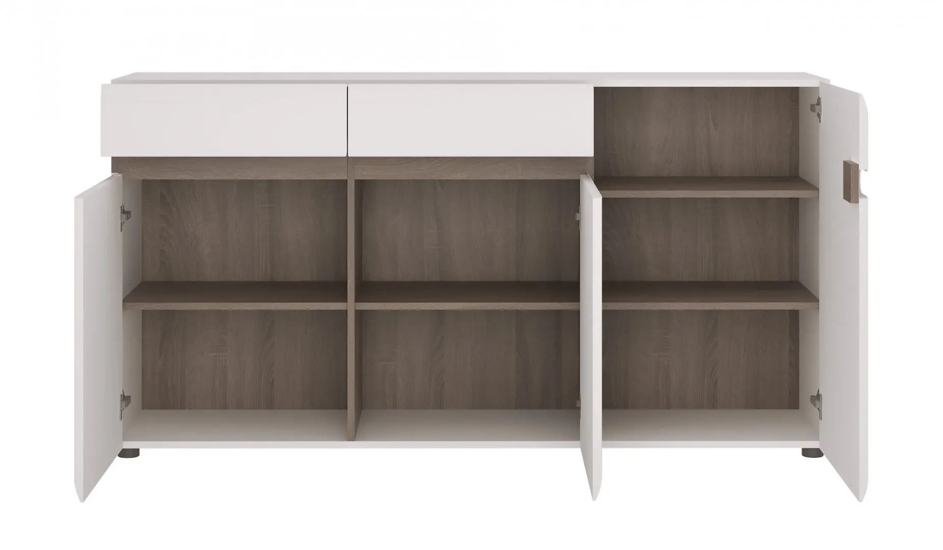 Komoda 3-drzwiowa z 2 szufladami LINATE TYP 40 Biały, Trufla, Biały połysk - 6001038000023