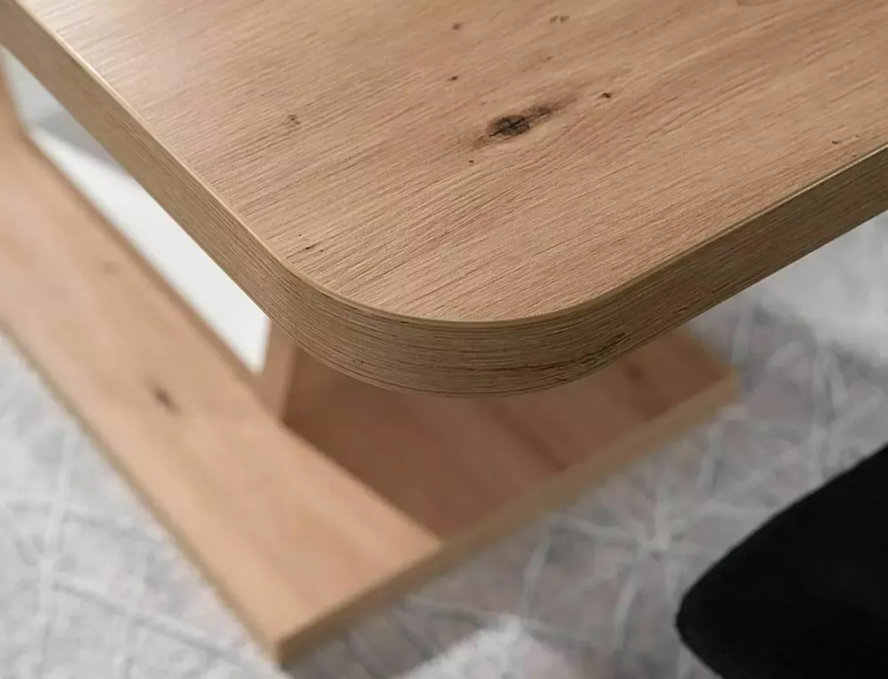 Stół rozkładany NIGEL dąb artisan, biały 120(160)X80 - NIGELDABM120D