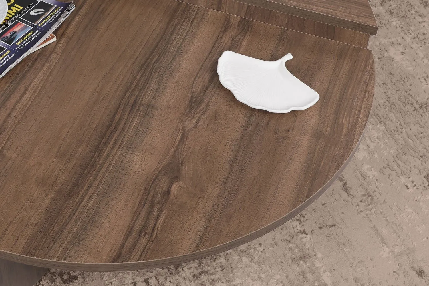 Stolik kawowy drewniany 2-elementowy PODIUM orzechowy - ASI_552NOS2234