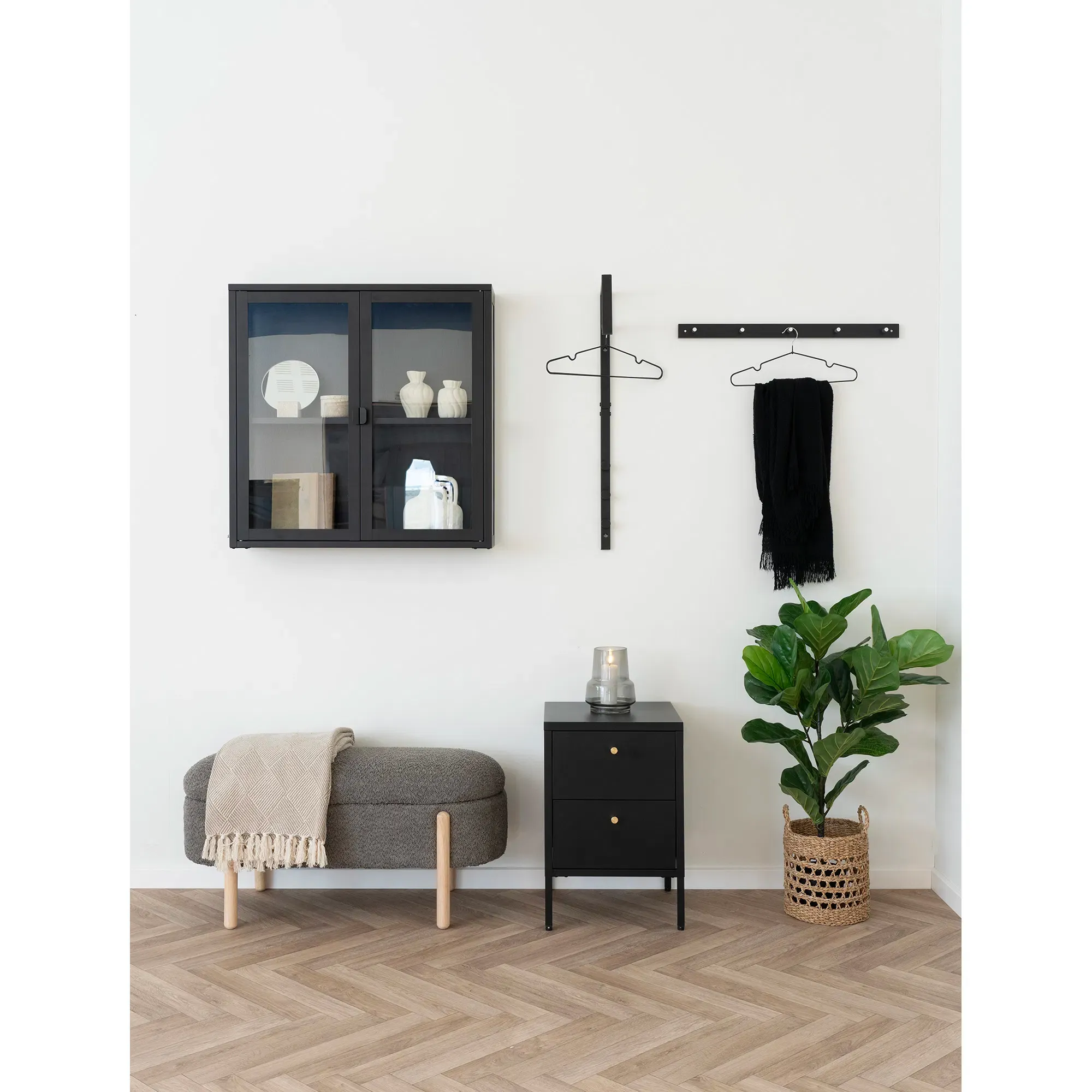 Szafka nocna z 2 szufladami DALBY stalowa 40x40x60 cm - czarna - 3003020