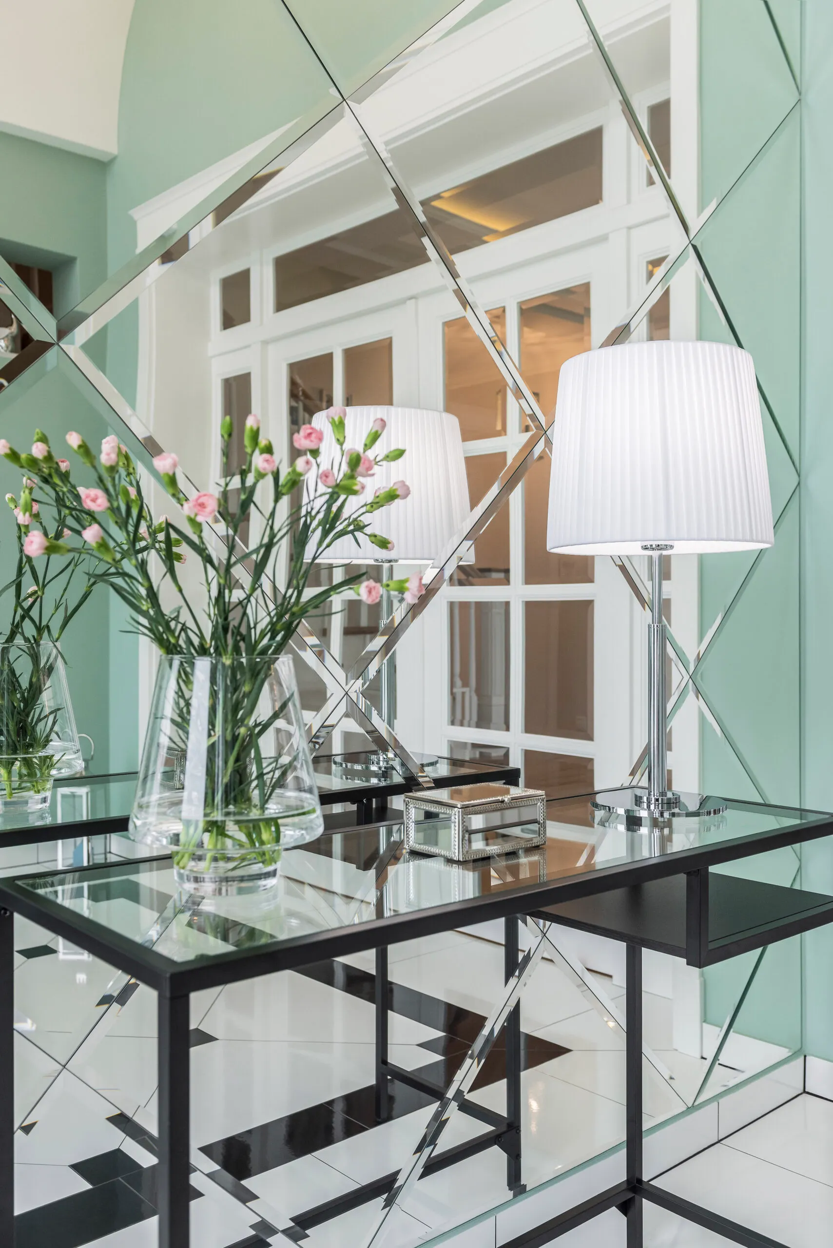 Lampa stołowa ASTI chromowana biała 66x30cm - 3847