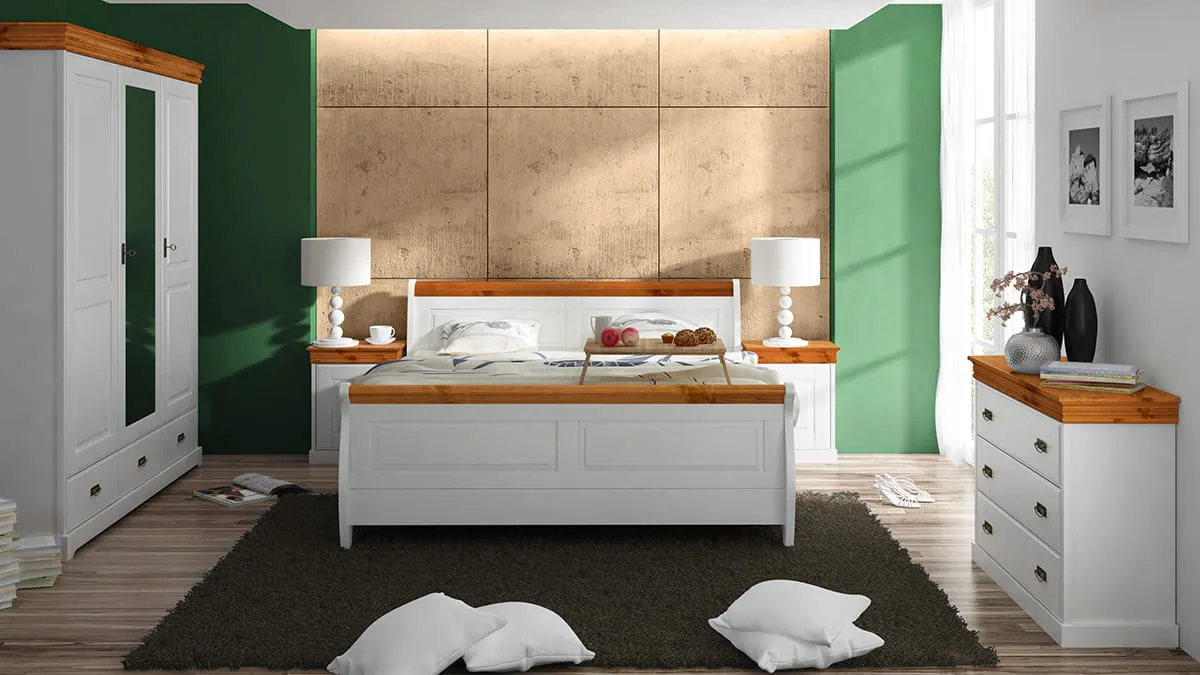 Szafka nocna sosnowa Toskania Kolor: biały, bejca - PL2039BS