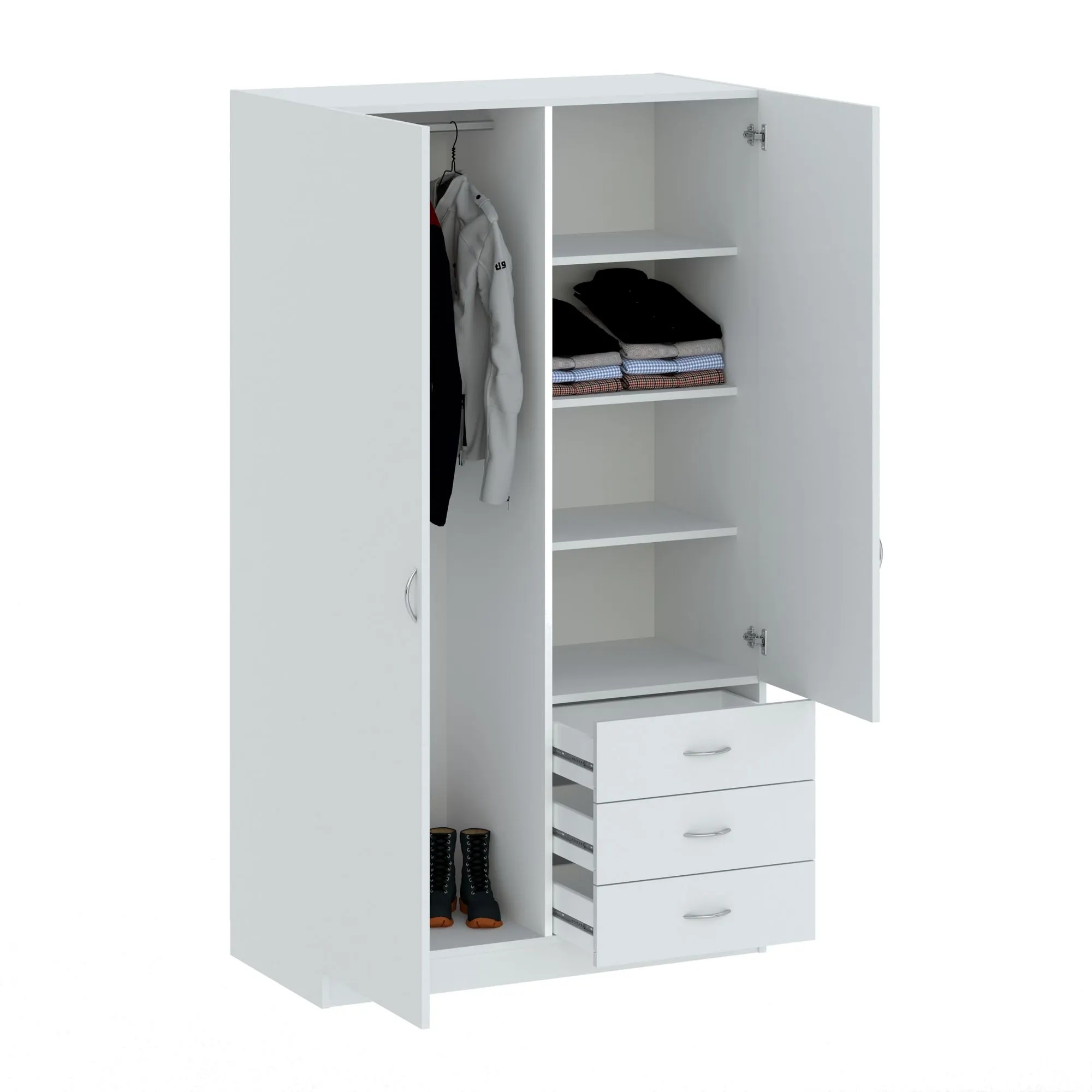 Szafa 2-drzwiowa z 3 szufladami GAYA 97cm biała - INT_5002709BIP