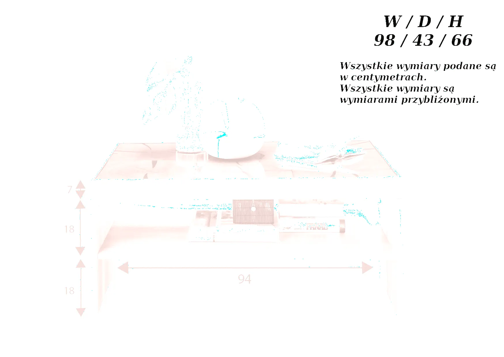 Stolik kawowy dębowy PRESENT 66x97 z półką - GK_103623150202