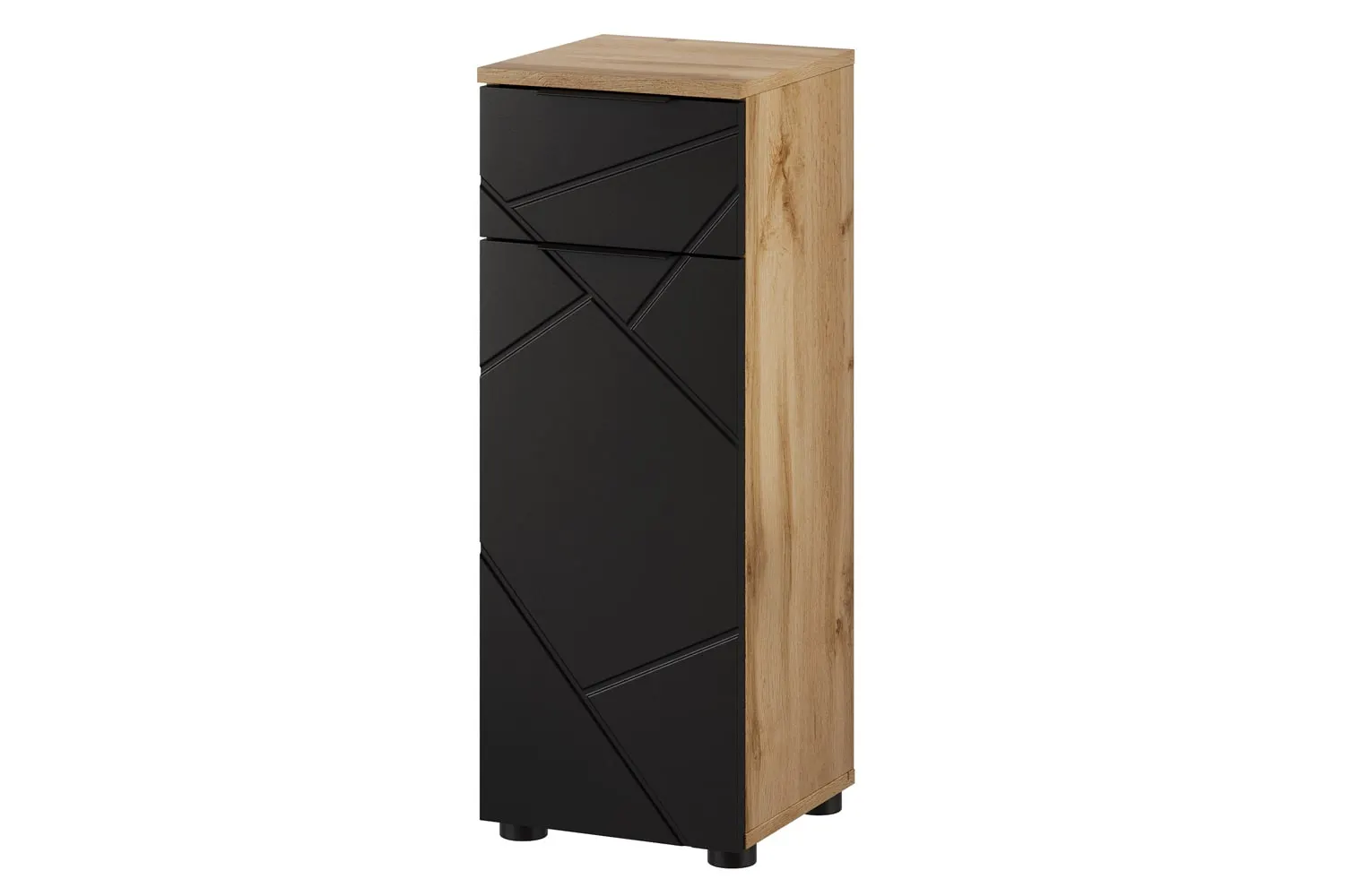 Szafka łazienkowa z szufladą MAZI L/P 81x30 dąb Wotan/czarny mat