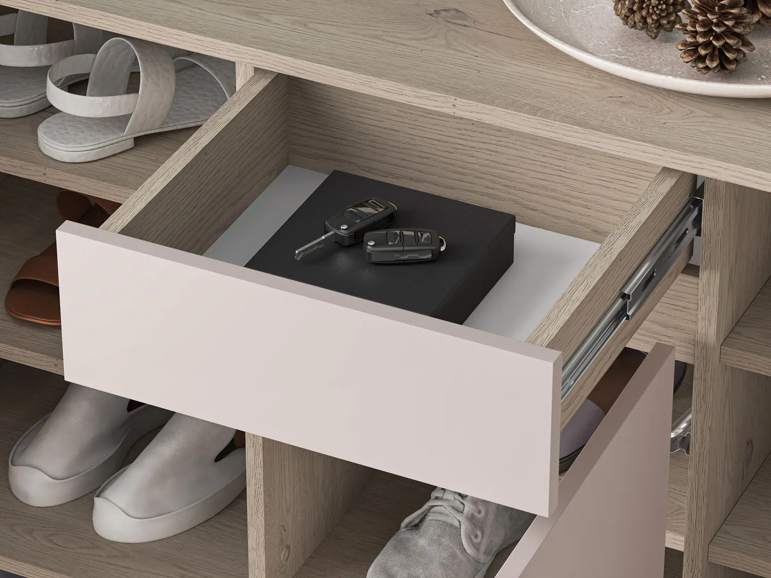 Szafka na buty z szufladą VOCO 120 cm dąb cremona/kaszmir - 1VOCO02-001