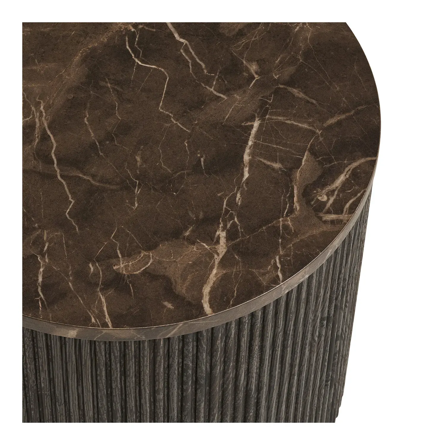 Stolik boczny marmurowy okrągły ROTA 45cm ciemny brąz - 2102190