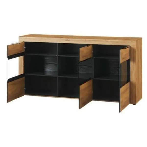 Komoda KAMA 47 3-drzwiowa dąb camargue czarna 170x86x40cm - TH-100-1019