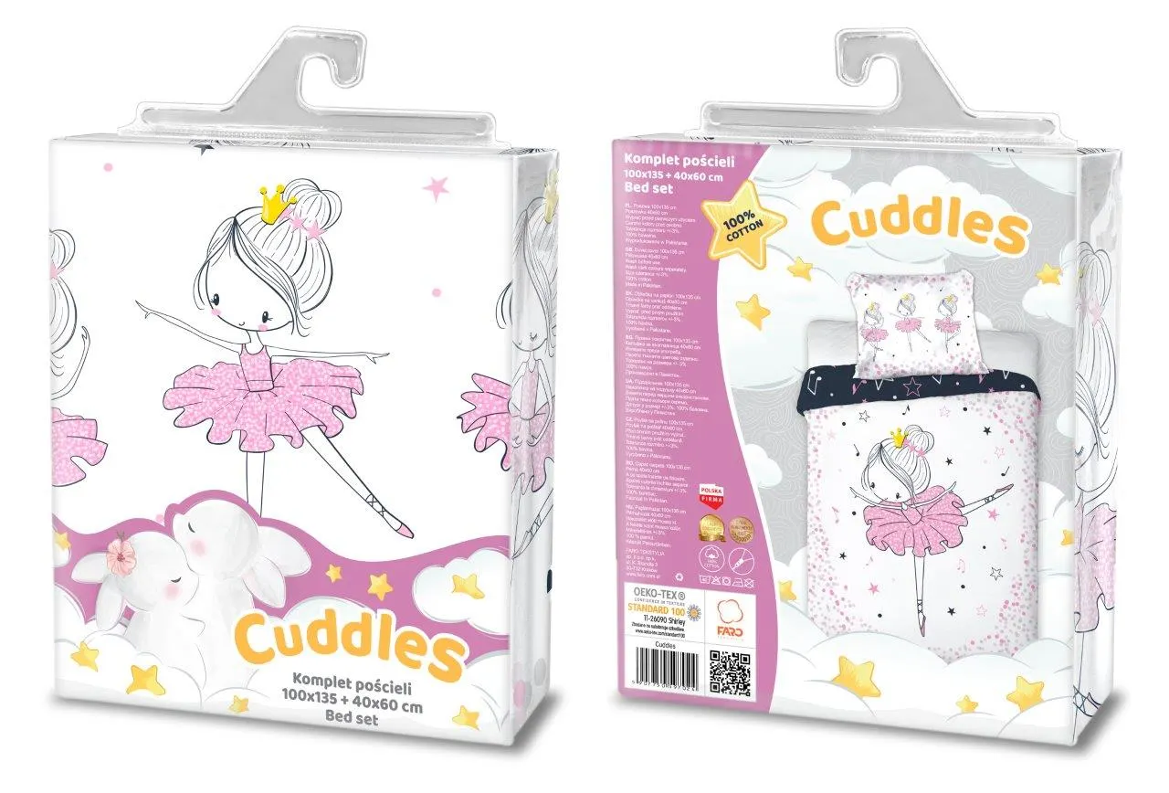 Pościel komplet dla dzieci PRZYTULAKI 024 bawełna 100X135+40X60 BALERINA wielokolorowy - FARO_30440