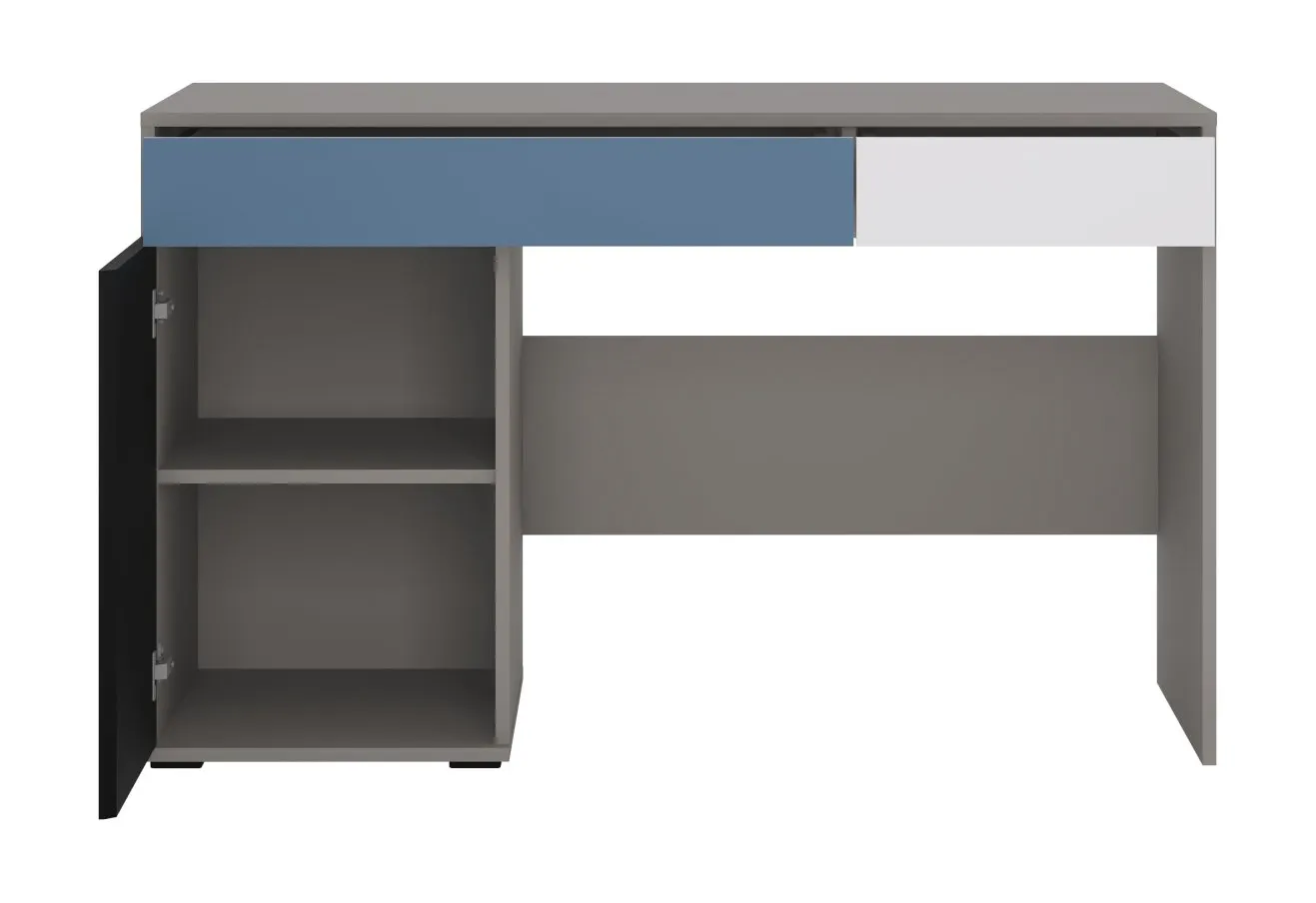 Biurko z 2 szufladami i 1 szafką LASER Szary, Biały, Czarny, Niebieski LASB01B - 6000000001603