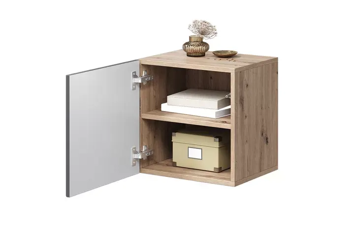 Szafka wisząca ASHA 40 1D - szara - dąb artisan - ryflowany front — zdjęcie 3