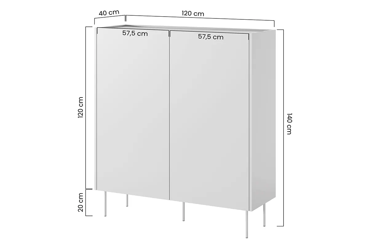 Komoda DESIN 120 wysoka - 2 szuflady - czerwony ceglany - dąb nagano - B_149007