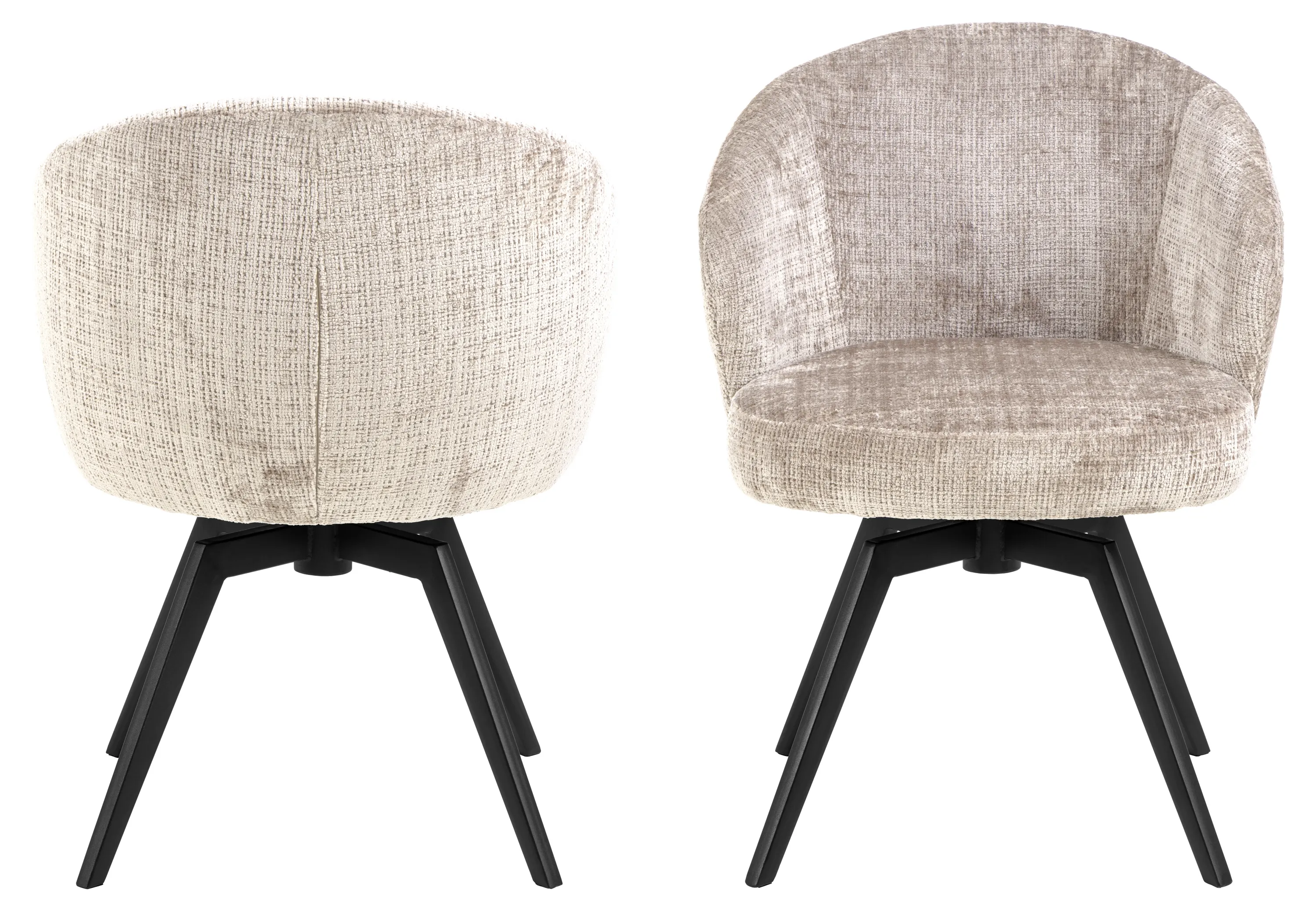 Krzesło obrotowe okrągłe DARLENE 2 z podłokietnikami beżowy/czarny