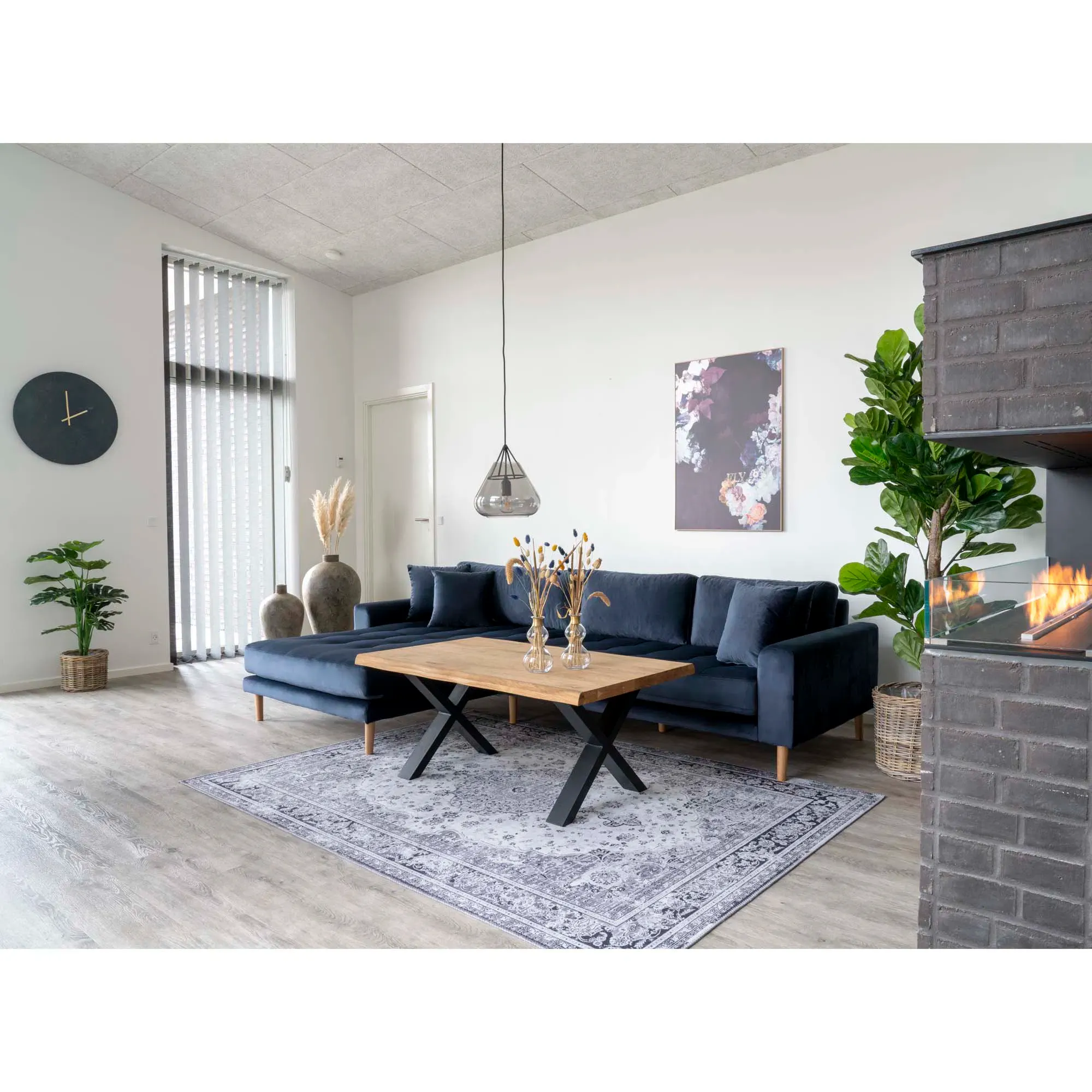 Stolik kawowy TOULON 2 - dąb naturalny, czarny 70x120 cm - 2101570