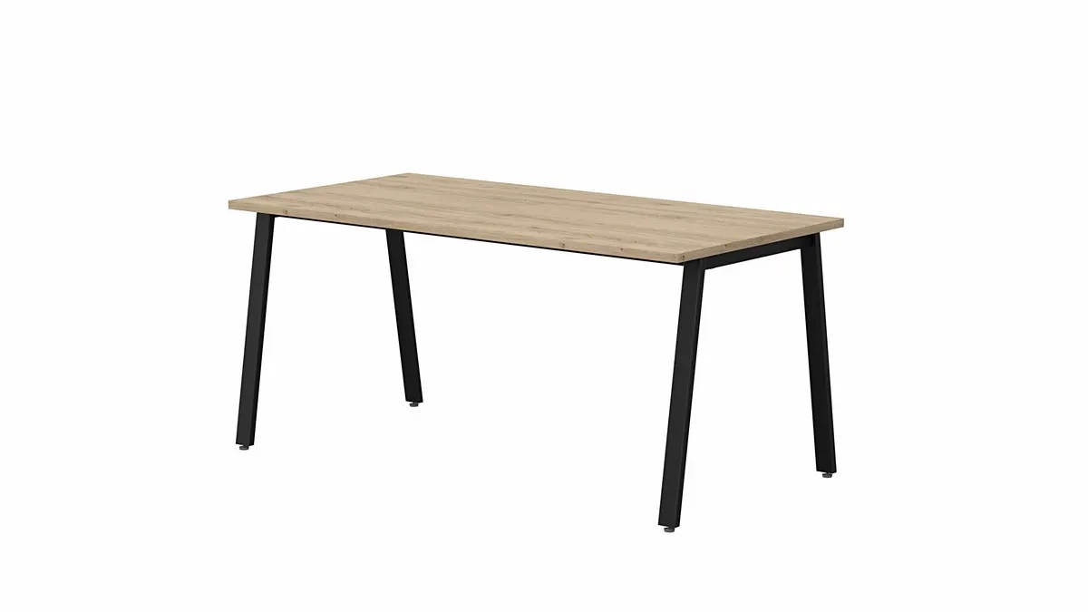 Biurko OP-LITE A II z regulacją wysokości dąb naturalny czarne 140x70x74(75)cm