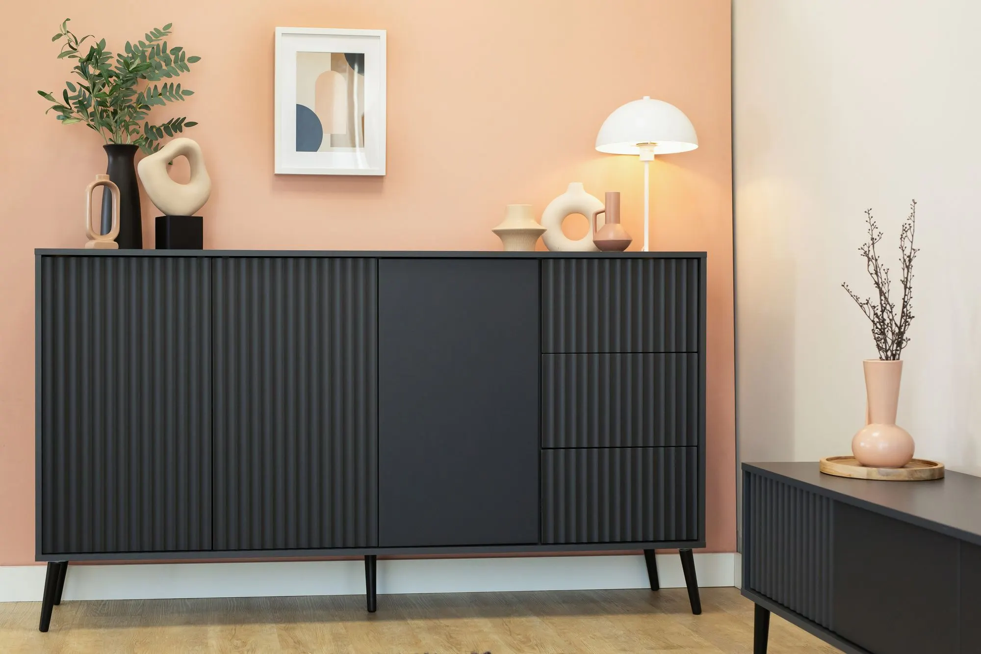 Komoda 3-drzwiowa z 3 szufladami BARCELONA 179cm antracyt - INT_5003188