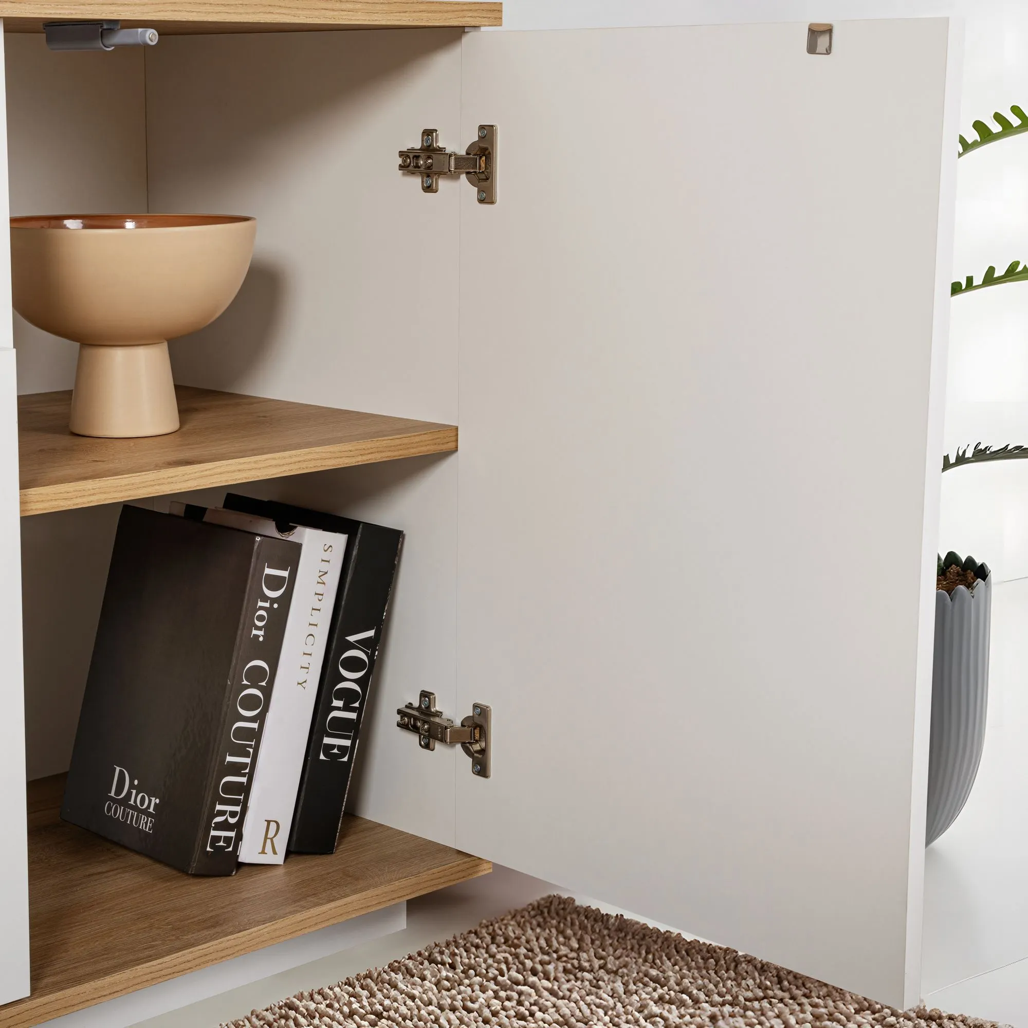 Komoda 4-drzwiowa z wnęką ARISTA 180 cm biały dąb - ASI_353NRD1206